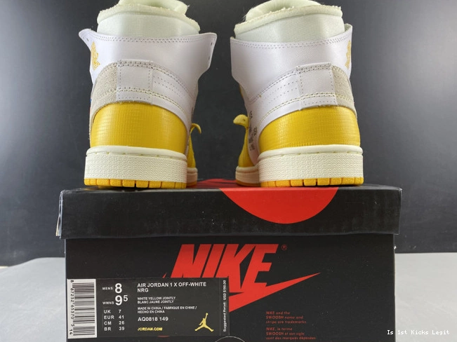 Jordan Powder Air White Off-White AQ0818-149 Yellow-Cone x 1 Dark NRG 0627
